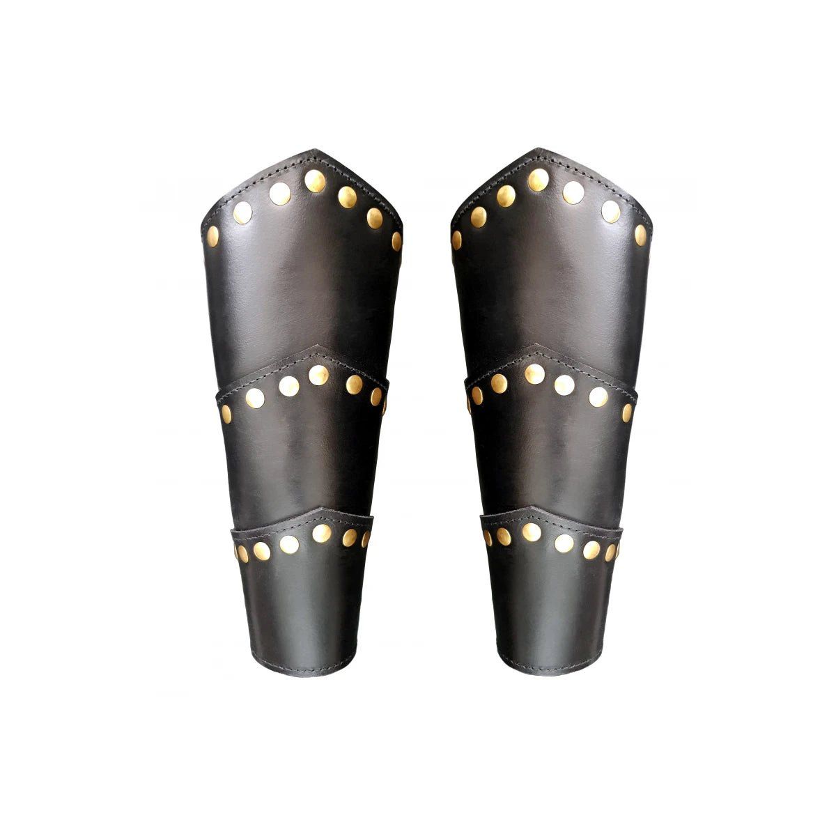 Black Leather Renaissance Vambraces | Rivet Detailing & Arm Protection