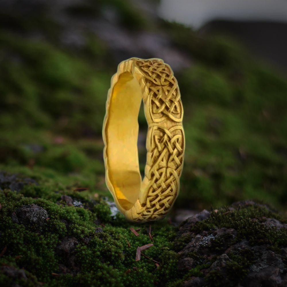 14K Gold Celtic Artistry Renaissance Ring | Handcrafted-Renaissance Wardrobe