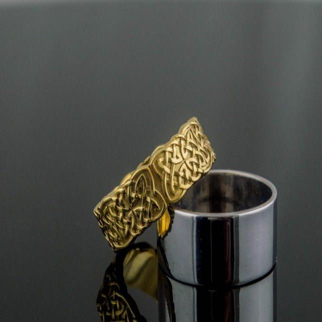 14K Gold Celtic Artistry Renaissance Ring | Handcrafted-Renaissance Wardrobe