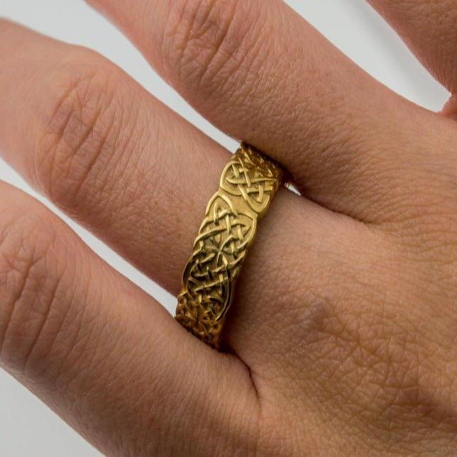 14K Gold Celtic Artistry Renaissance Ring | Handcrafted-Renaissance Wardrobe