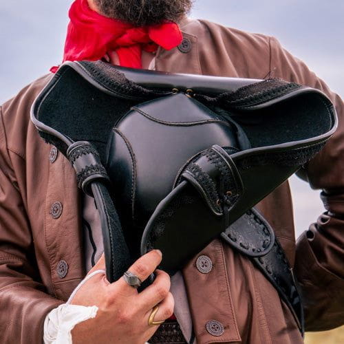 Vegan Black Leather Maritime Hat | Weather-Resistant | Canvas Trim