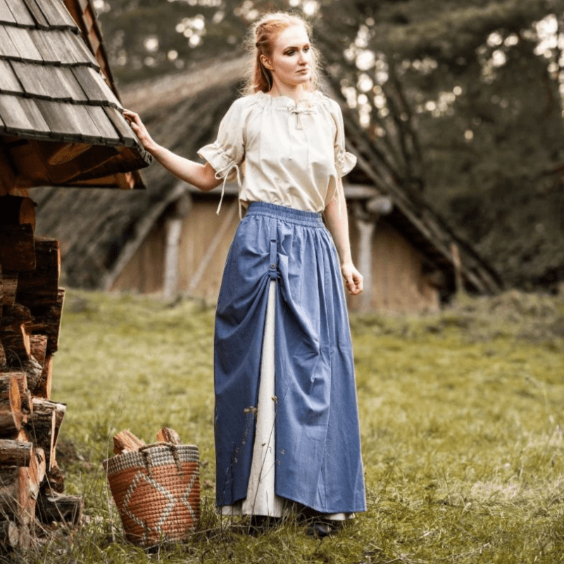 Short Sleeve Viking Blouse | Lace-Up Neckline-2-Viking Warrior
