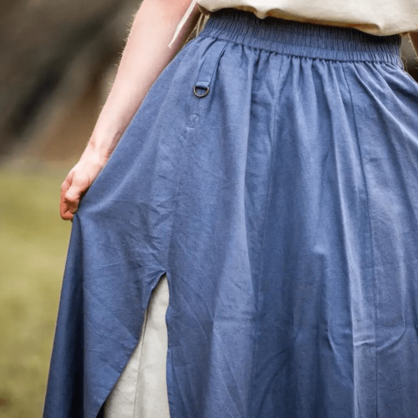 Blue & Natural Viking Skirt | Double Layer with Slit-7-Viking Warrior
