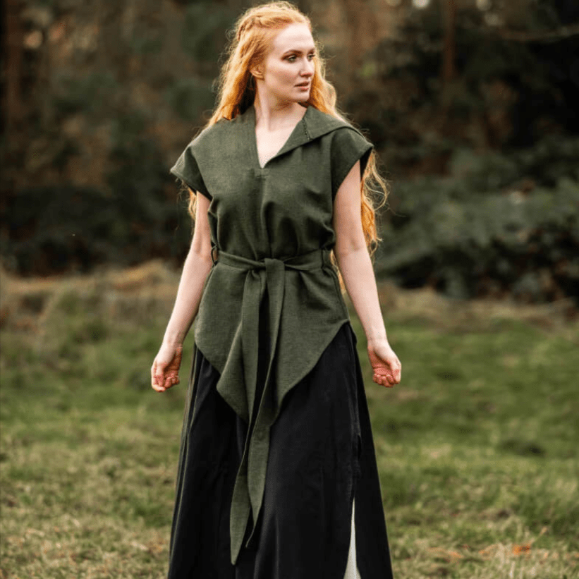 Hooded Green Viking Tunic for Women | Belt Included-1-Viking Warrior