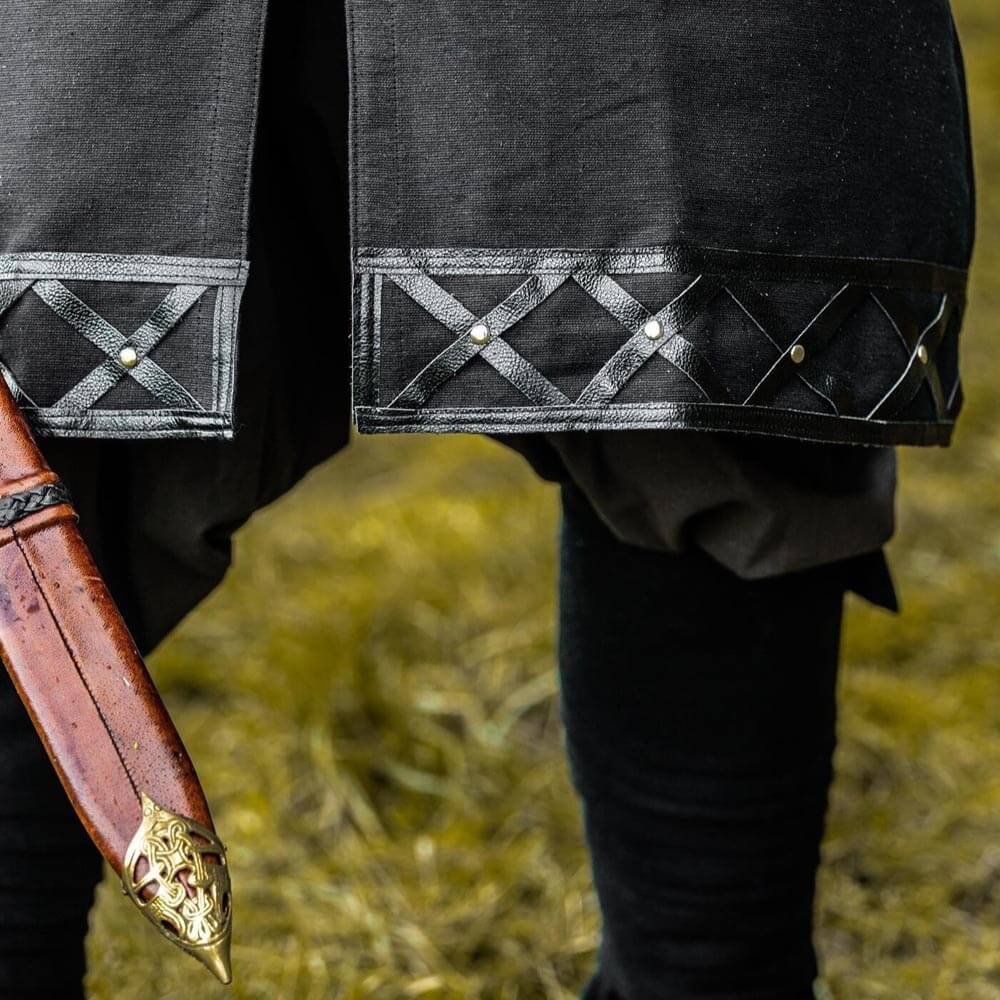 leather trim border viking tunic