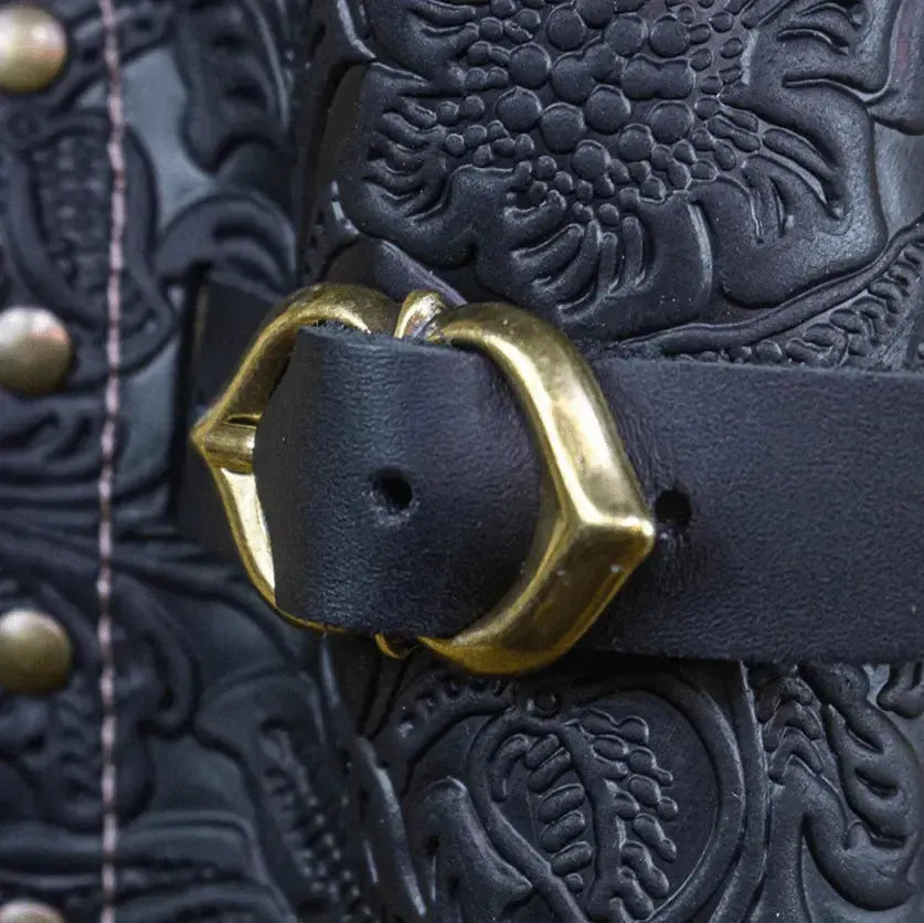 Black Renaissance Leather Pistol Holster | Handcrafted Historical Accessory-Renaissance Wardrobe