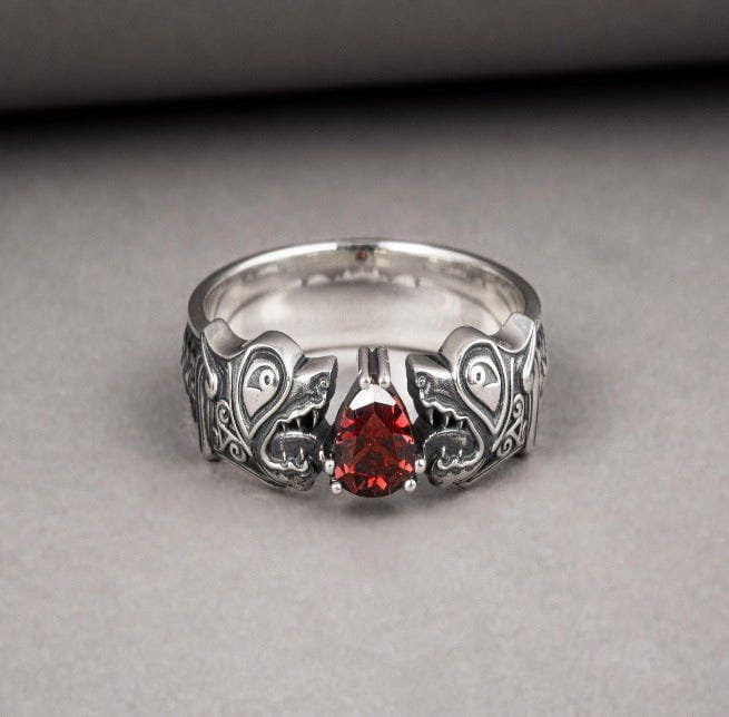 Fenrir Wolf Renaissance Ring | Handcrafted Sterling Silver & Gold Options-Renaissance Wardrobe