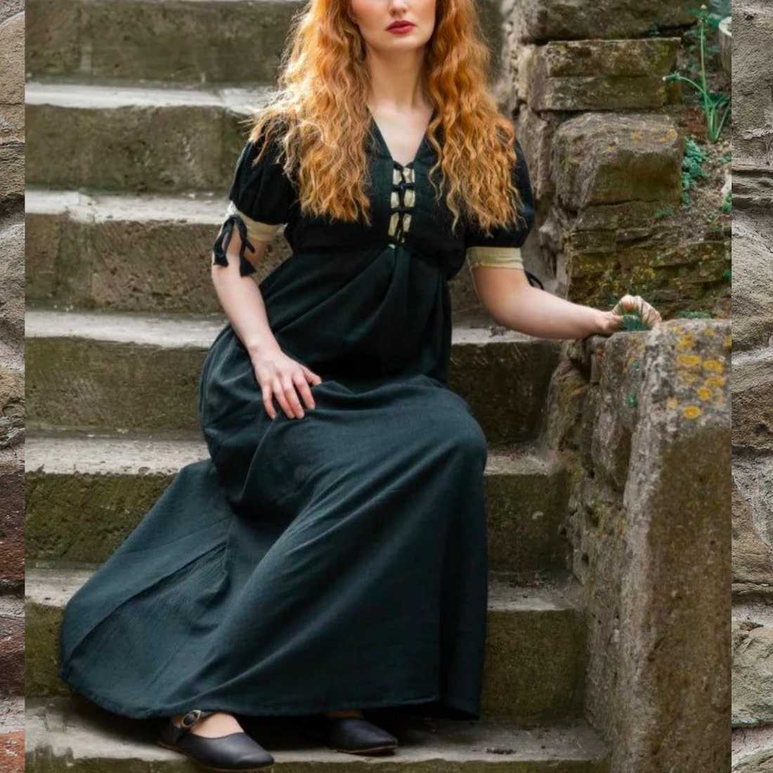 Renaissance Summer Dress | Laced Front and Sleeves