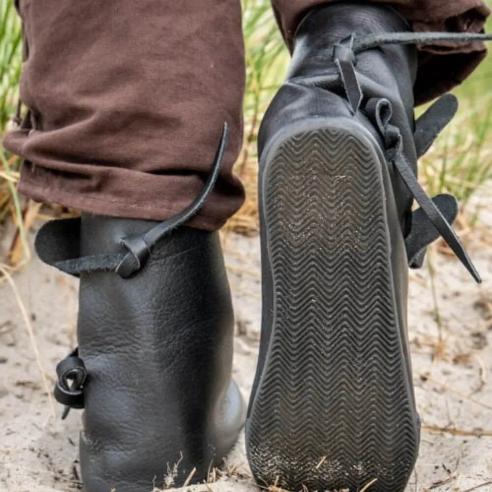 Jorik Leather Viking Ankle Boots – Black | Traditional Viking Craftsmanship-4-Viking Warrior