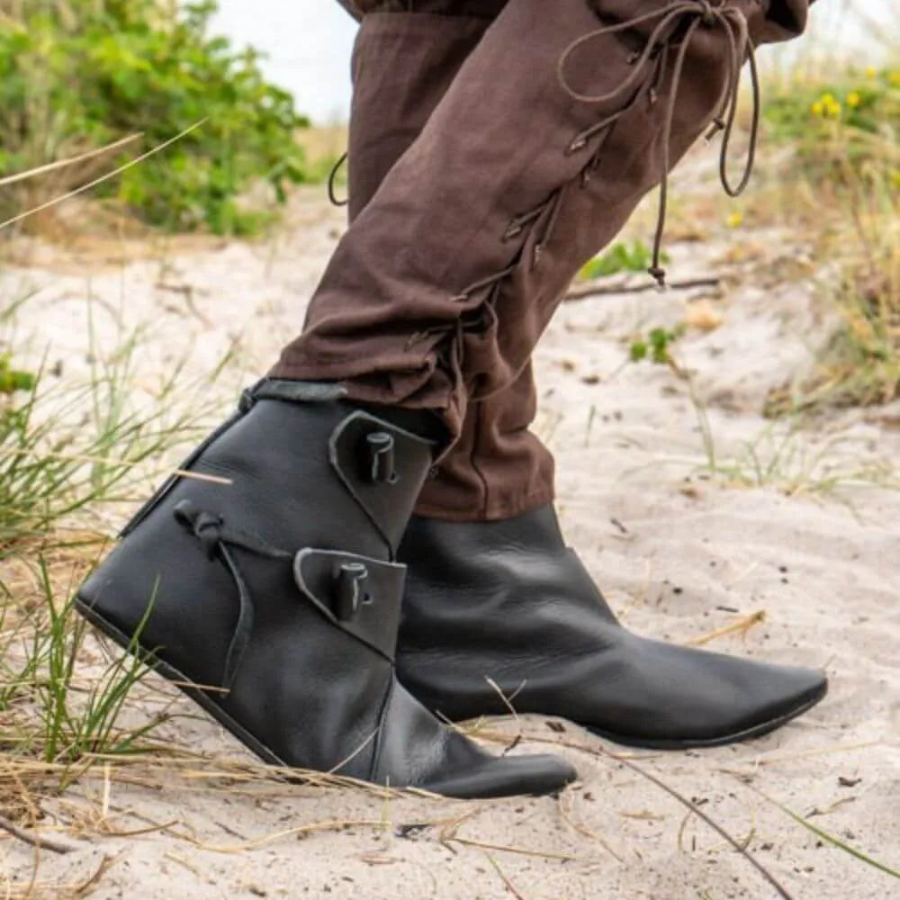 Jorik Leather Viking Ankle Boots – Black | Traditional Viking Craftsmanship-3-Viking Warrior
