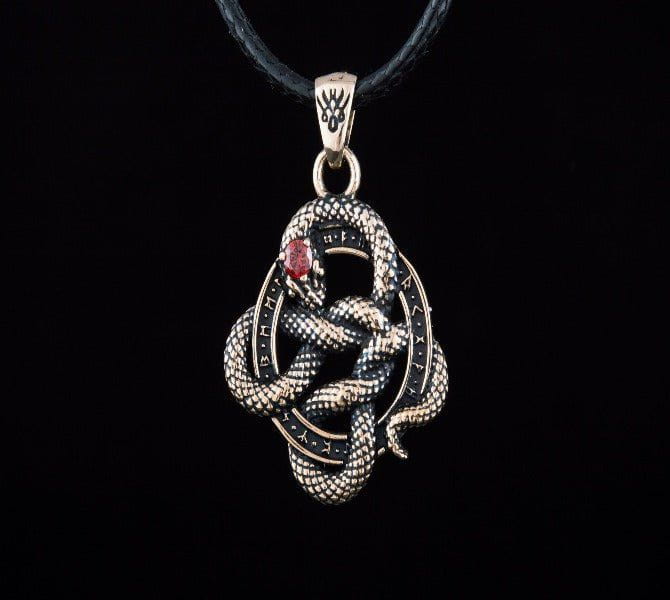 Late Norse Snake with Runes Pendant | Renaissance Jewelry-Renaissance Wardrobe