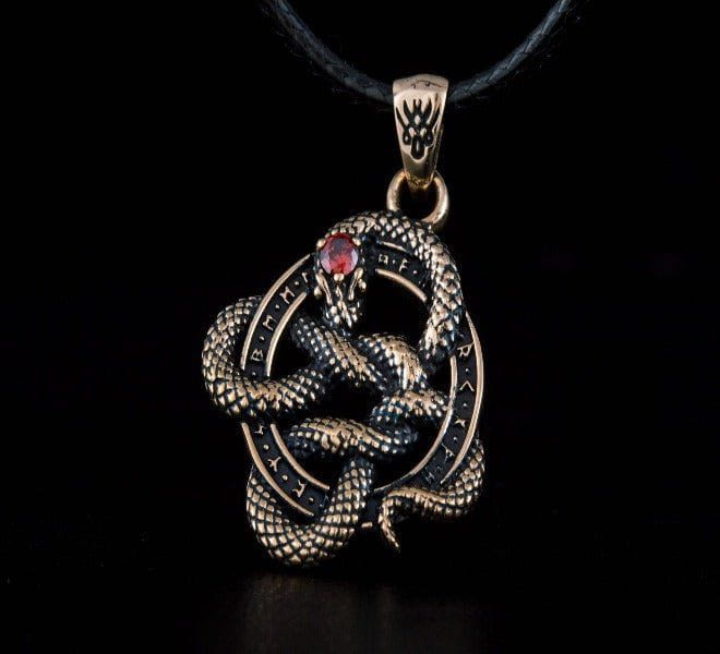 Late Norse Snake with Runes Pendant | Renaissance Jewelry-Renaissance Wardrobe