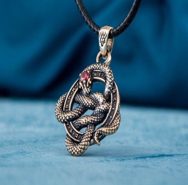 Late Norse Snake with Runes Pendant | Renaissance Jewelry-Renaissance Wardrobe