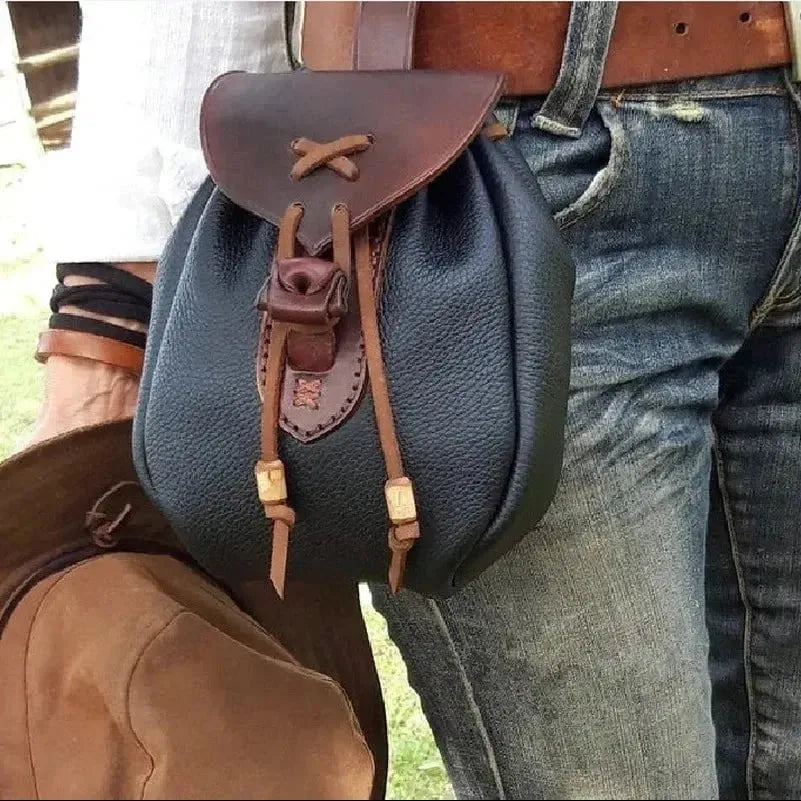 PU Leather Renaissance-Inspired Belt Pouch | Drawstring Cover-Renaissance Wardrobe