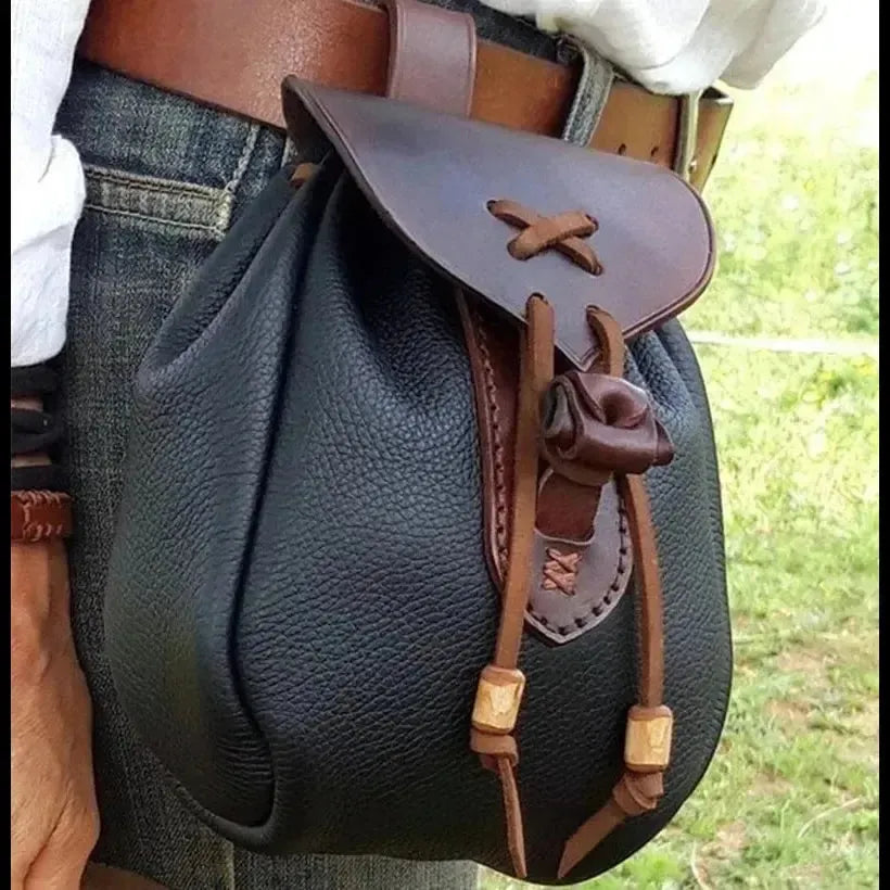 PU Leather Renaissance-Inspired Belt Pouch | Drawstring Cover-Renaissance Wardrobe