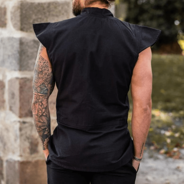 Renaissance Era Sleeveless Cotton Doublet | Classic Black | 100% Cotton-Renaissance Wardrobe