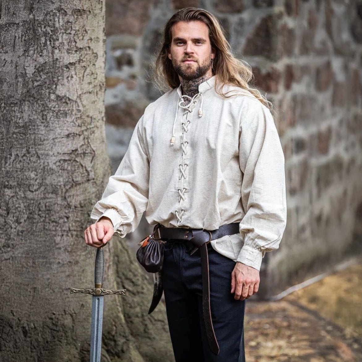 Renaissance Laced Front Shirt | Drawstring Accents-Renaissance Wardrobe