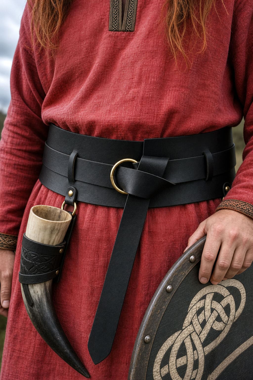 Black Renaissance Weapons Belt | Detachable 2-in-1 Leather Design