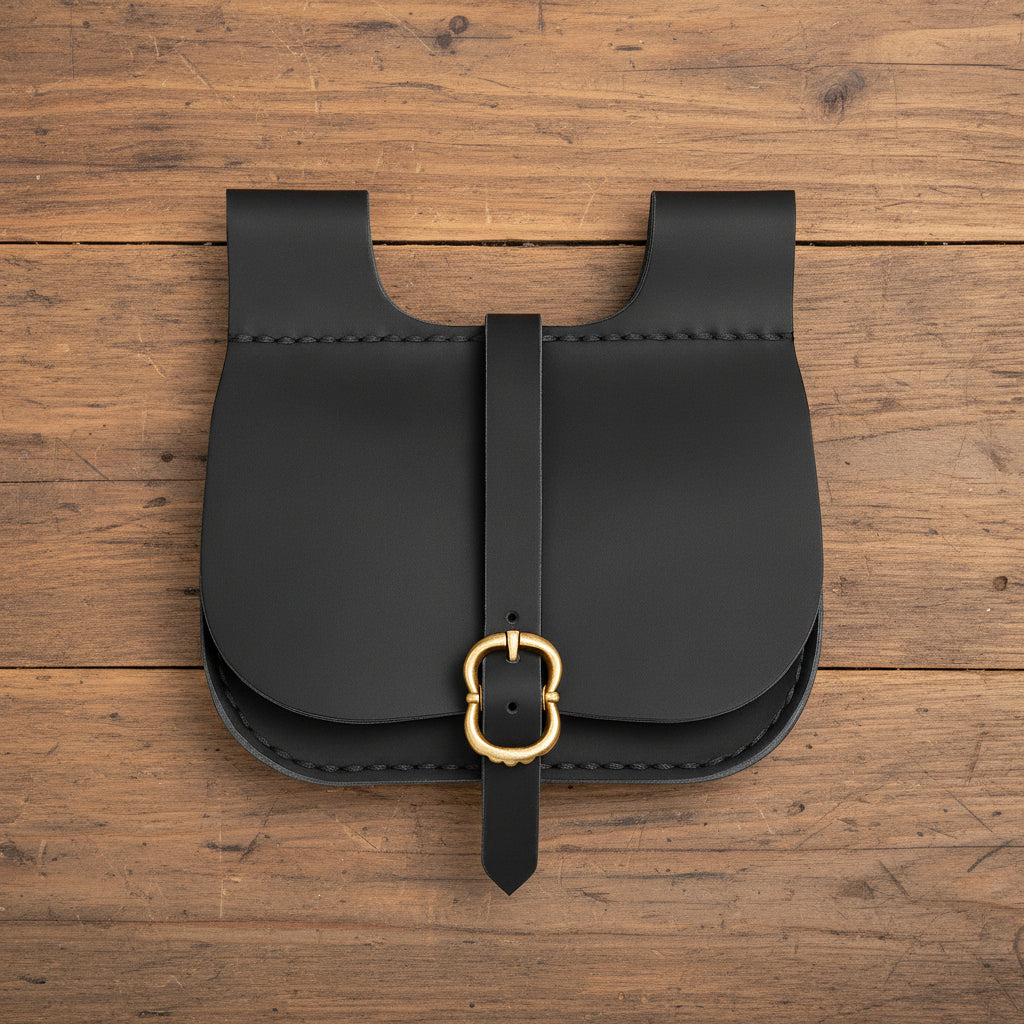 Artisan Leather Renaissance Belt Pouch | Brown with Buckle Closure