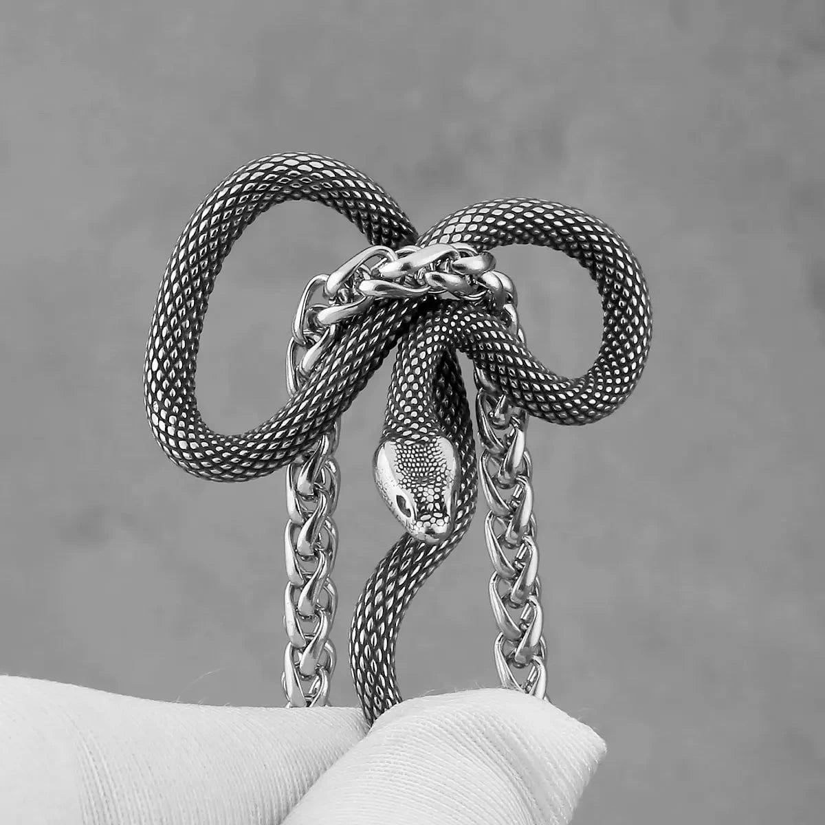 Renaissance Coiled Serpent Necklace | Silver-Toned Wisdom Amulet