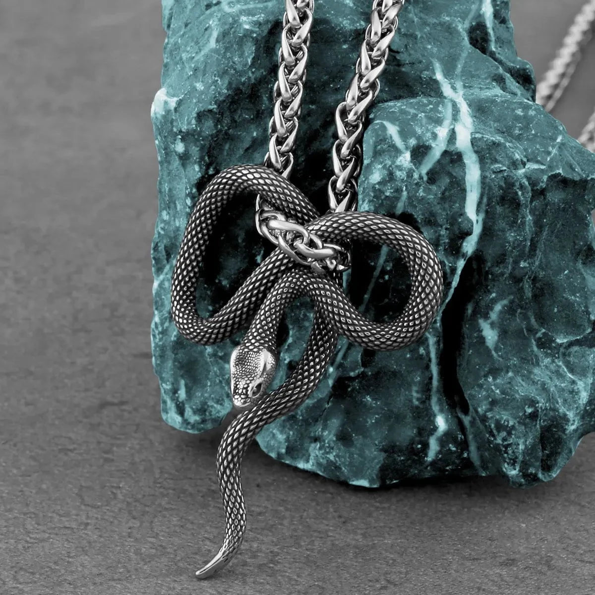 Renaissance Coiled Serpent Necklace | Silver-Toned Wisdom Amulet