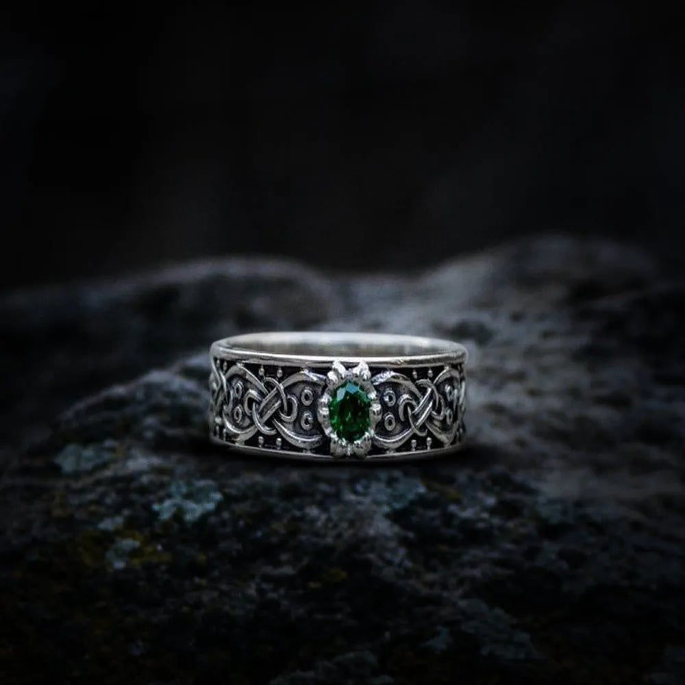 Sterling Silver Renaissance Ring | Scandinavian Ornament & Cubic Zirconia-Renaissance Wardrobe