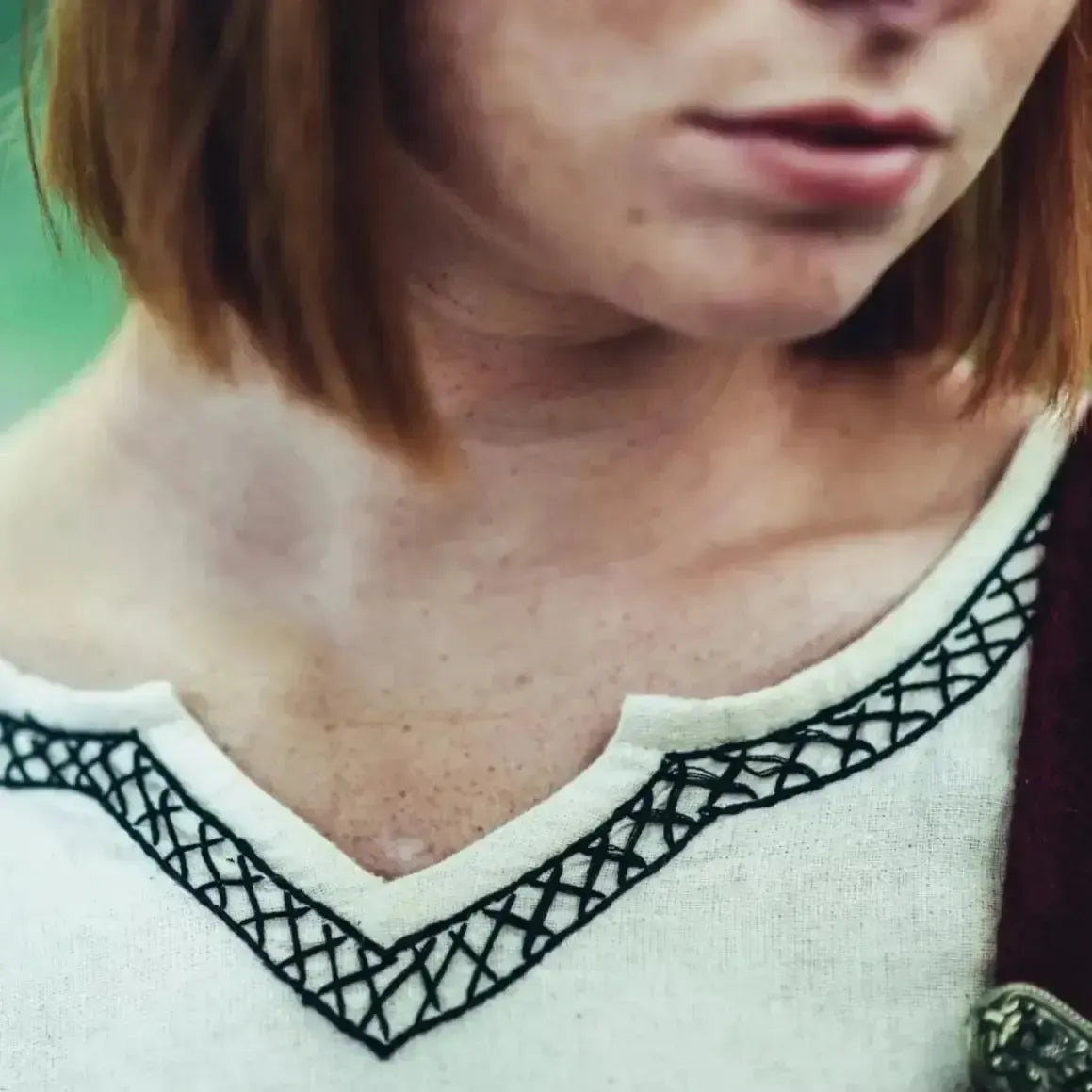 Viking Dress in Cotton with Black Embroidered Trim-Renaissance Wardrobe