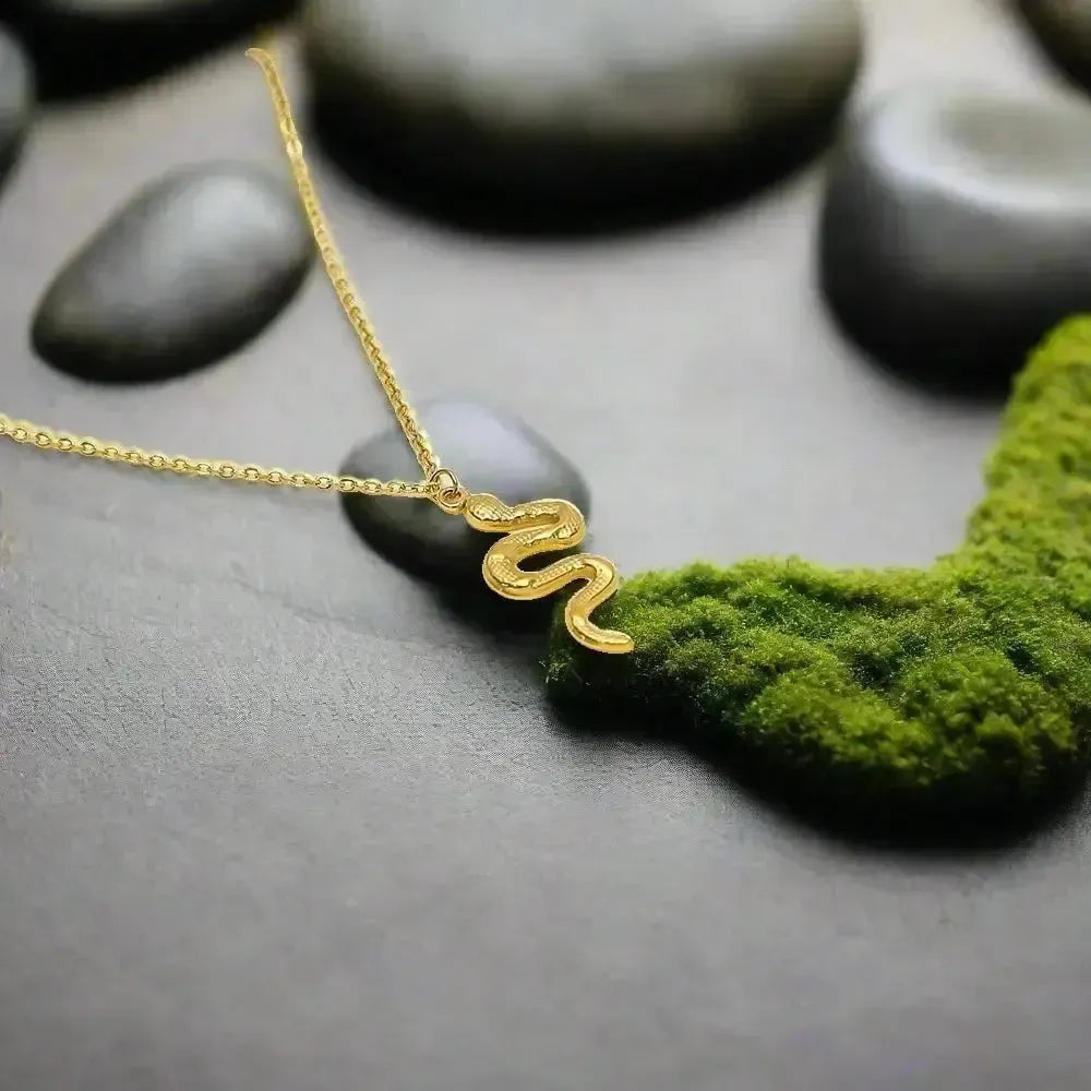 Viking Snake Necklace Witch Serpent Pendant on Single Chain-Renaissance Wardrobe