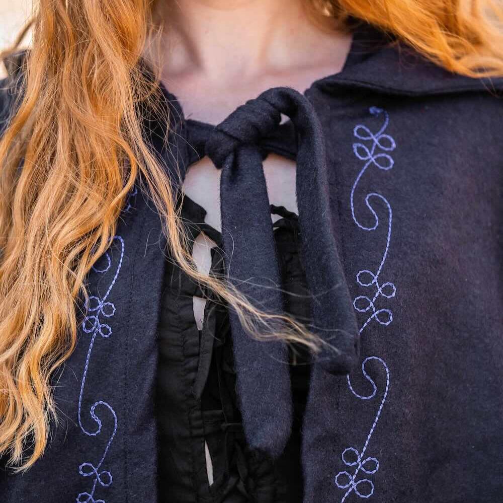 Long Wool Viking Cloak | Hand-Stitched Embroidery-3-Viking Warrior