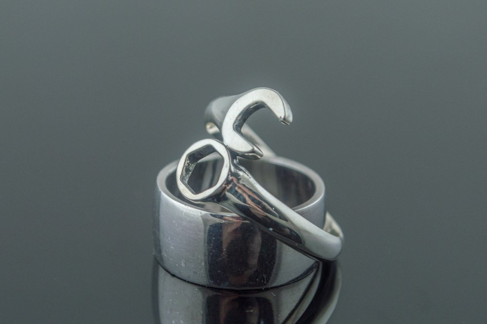 Wrench Ring Sterling Silver Unique Handmade Ring-Renaissance Wardrobe