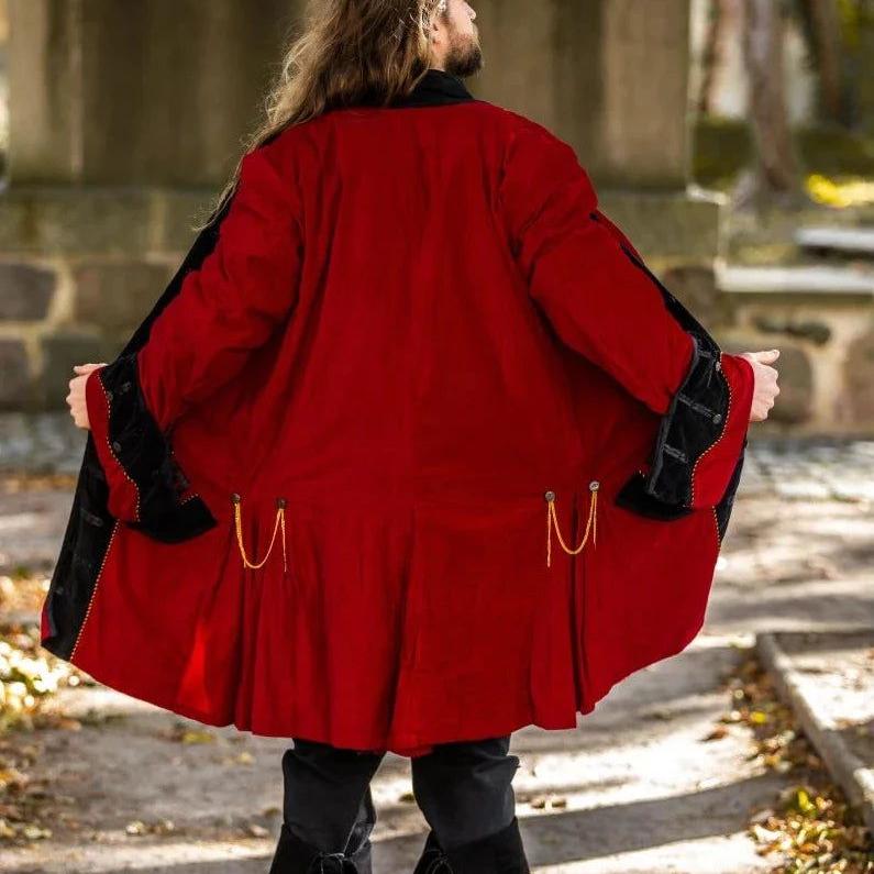 Black Velvet Renaissance Frock Coat | Elegant Metal Buttons