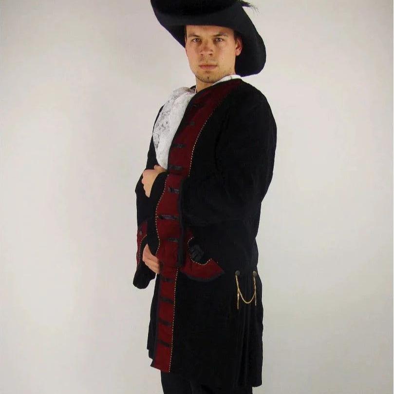 Black Velvet Renaissance Frock Coat | Elegant Metal Buttons