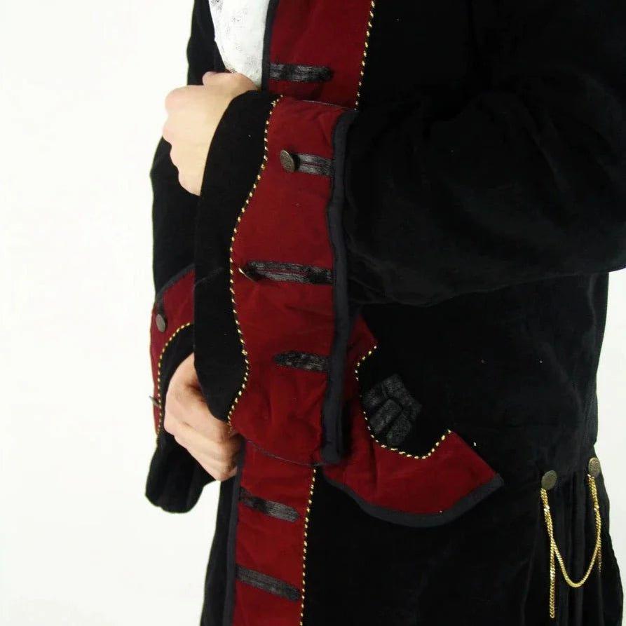 Black Velvet Renaissance Frock Coat | Elegant Metal Buttons