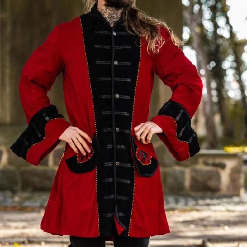 Black Velvet Renaissance Frock Coat | Elegant Metal Buttons