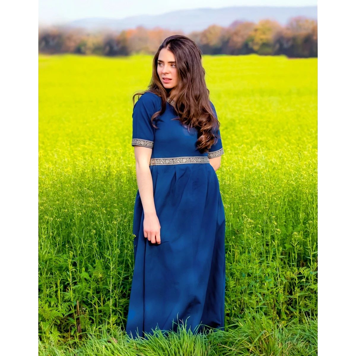 Blue Renaissance Dress | Elegant Embroidery