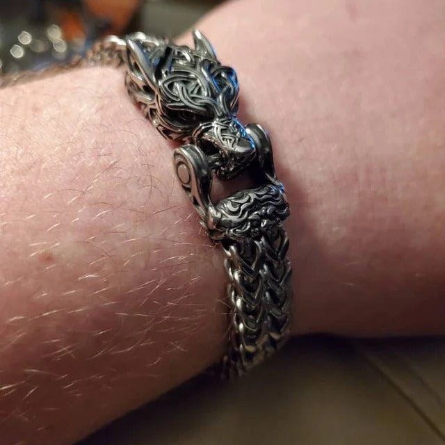 Fenrir Sun-Eater Wolf of Ragnarok Bracelet Viking Jewelry-Renaissance Wardrobe
