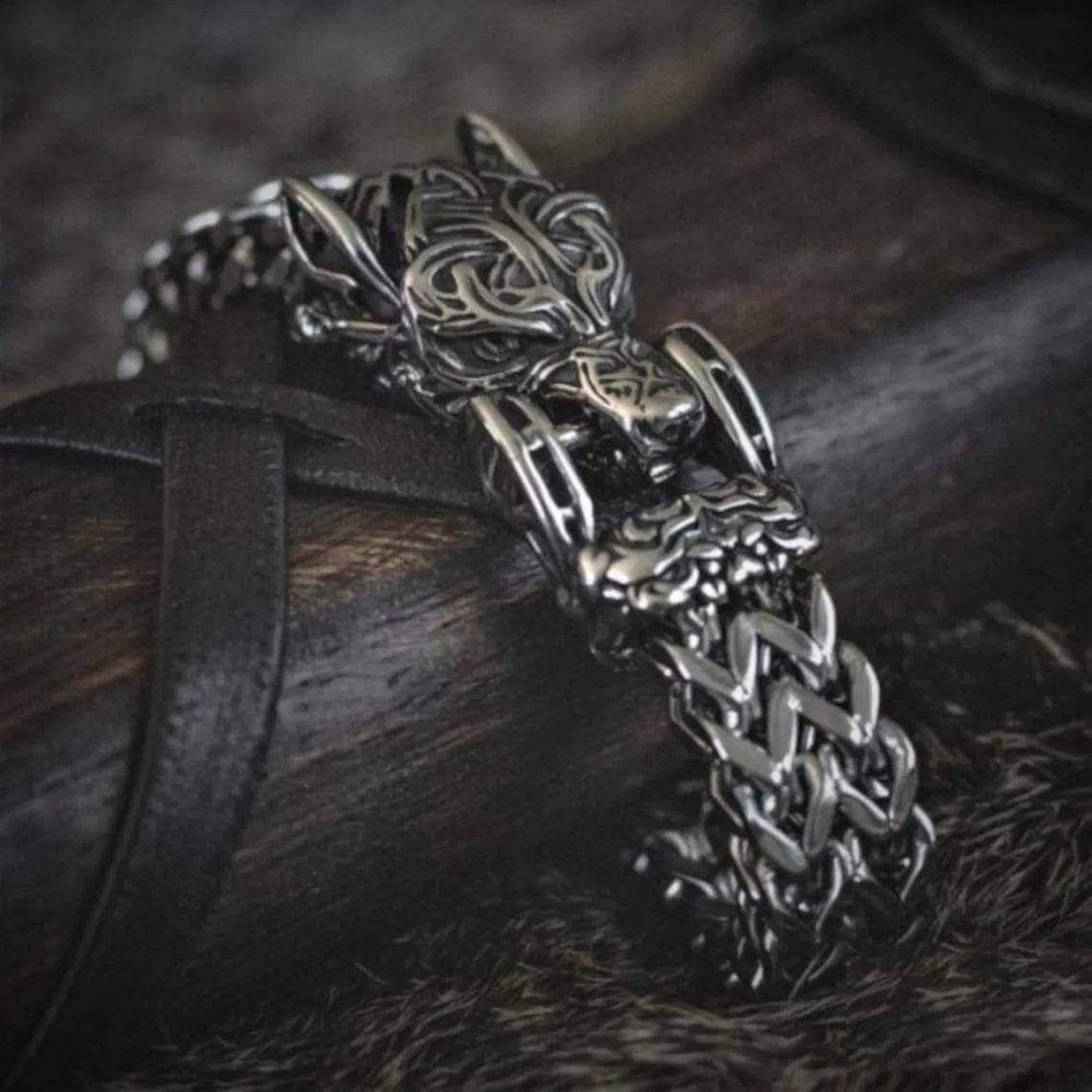 Fenrir Sun-Eater Wolf of Ragnarok Bracelet Viking Jewelry-Renaissance Wardrobe