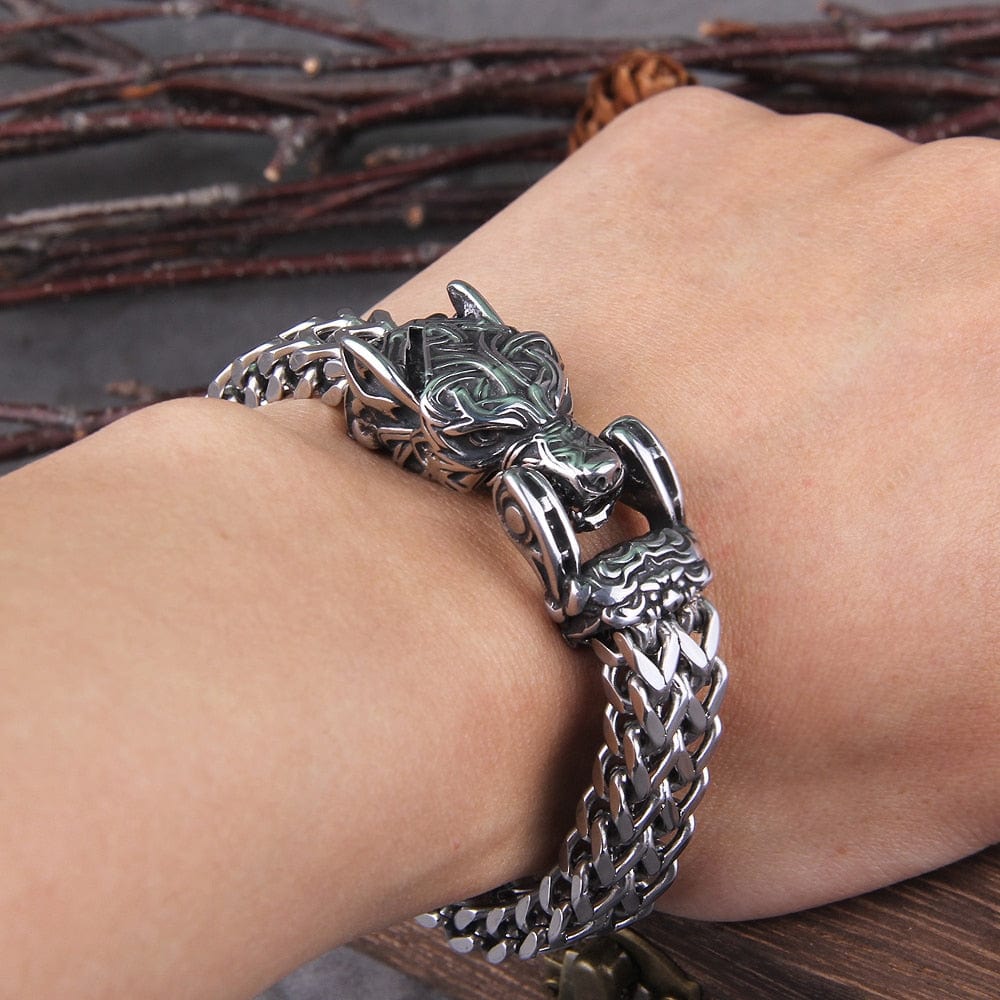 Fenrir Sun-Eater Wolf of Ragnarok Bracelet Viking Jewelry-Renaissance Wardrobe