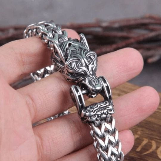 Fenrir Sun-Eater Wolf of Ragnarok Bracelet Viking Jewelry-Renaissance Wardrobe