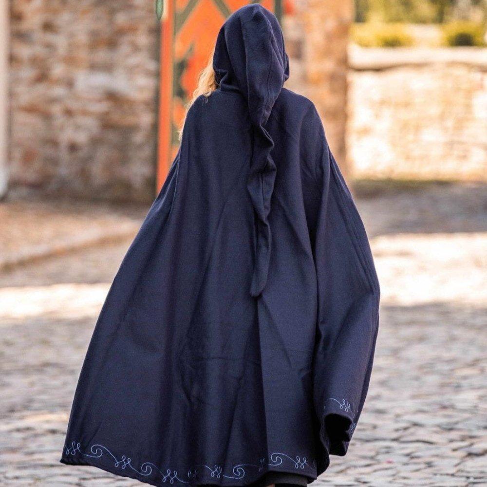 Handcrafted Hooded Viking Cloak | Embroidered with Wolf Head Clasp-8-Viking Warrior