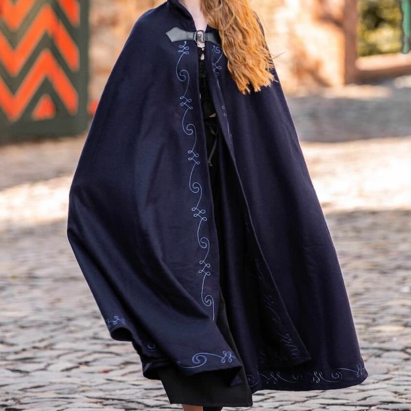 Handcrafted Hooded Viking Cloak | Embroidered with Wolf Head Clasp-7-Viking Warrior