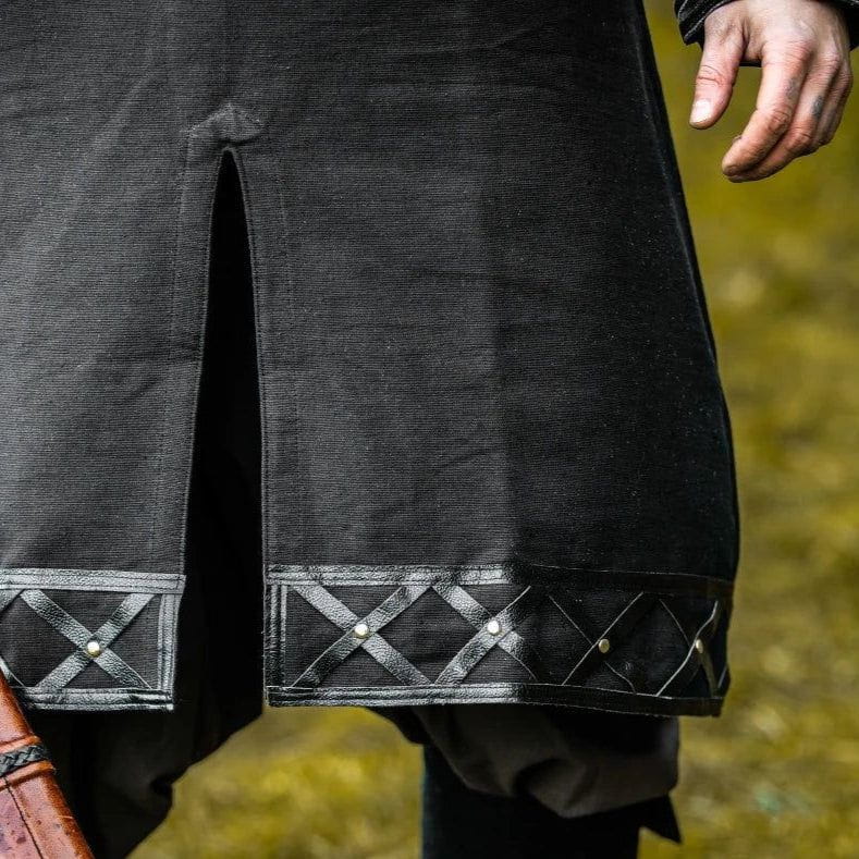 leather trim border viking tunic