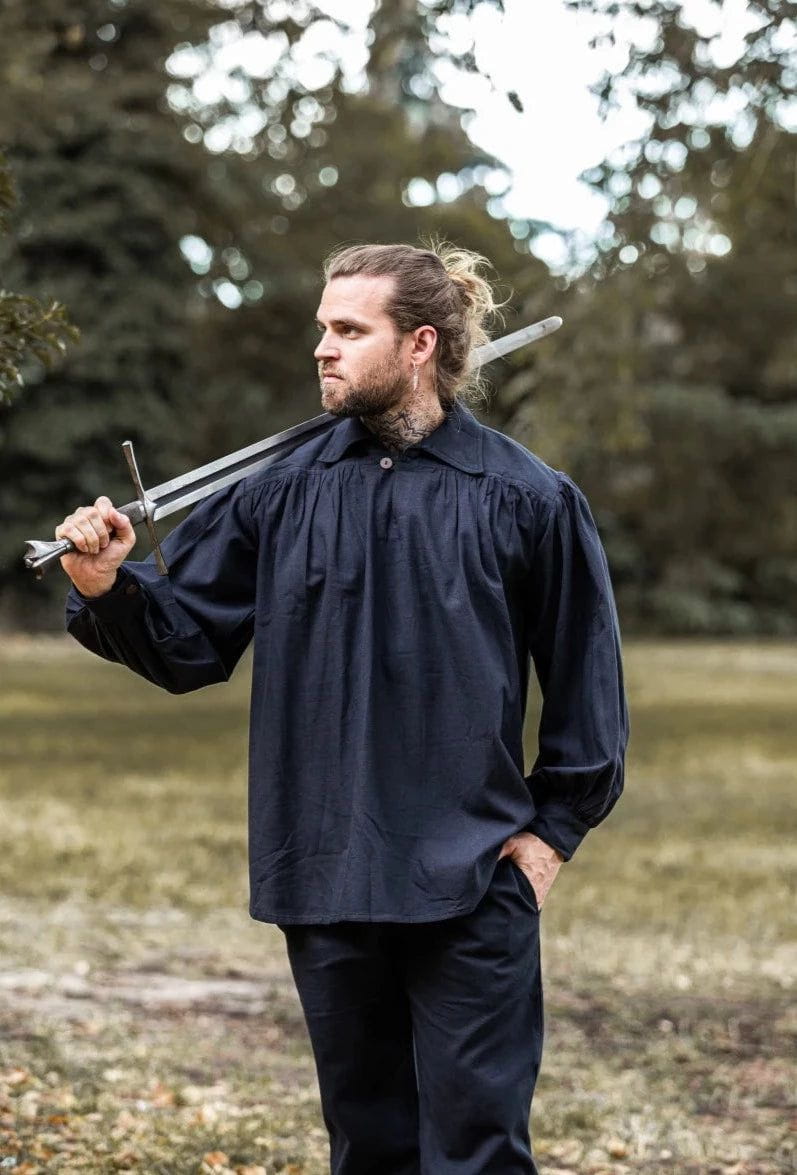 Loose Viking Shirt with Collar | V-Neck Design-10-Viking Warrior