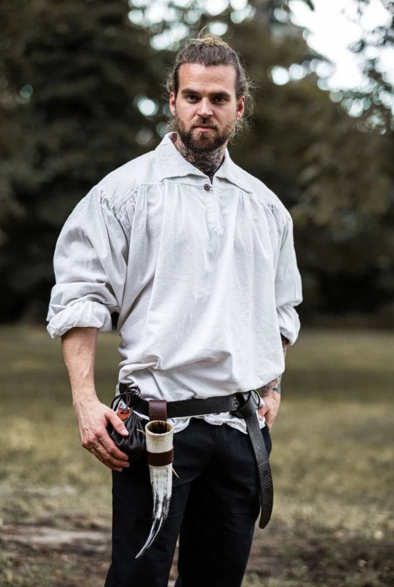 Loose Viking Shirt with Collar | V-Neck Design-5-Viking Warrior