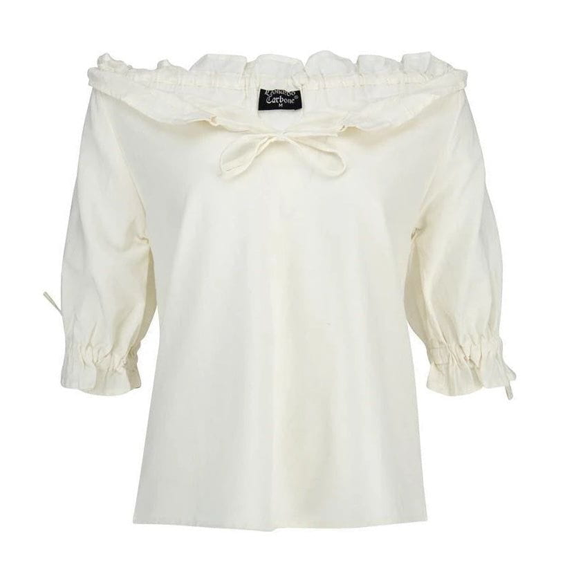 White Off-Shoulder Peasant Blouse | Lace Detailing-5-Viking Warrior