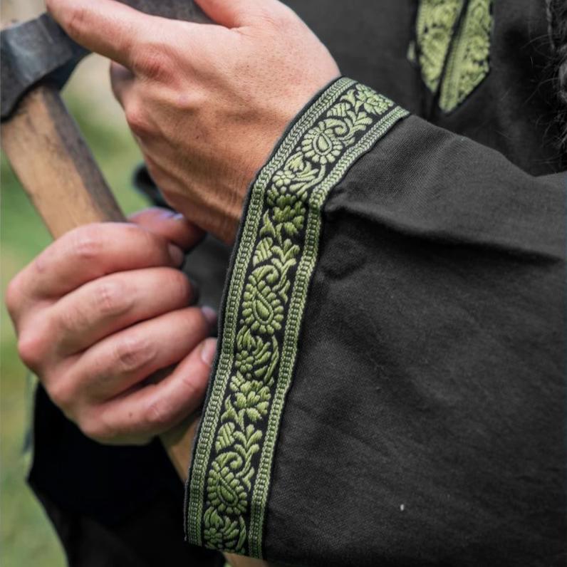 black long viking tunic with border