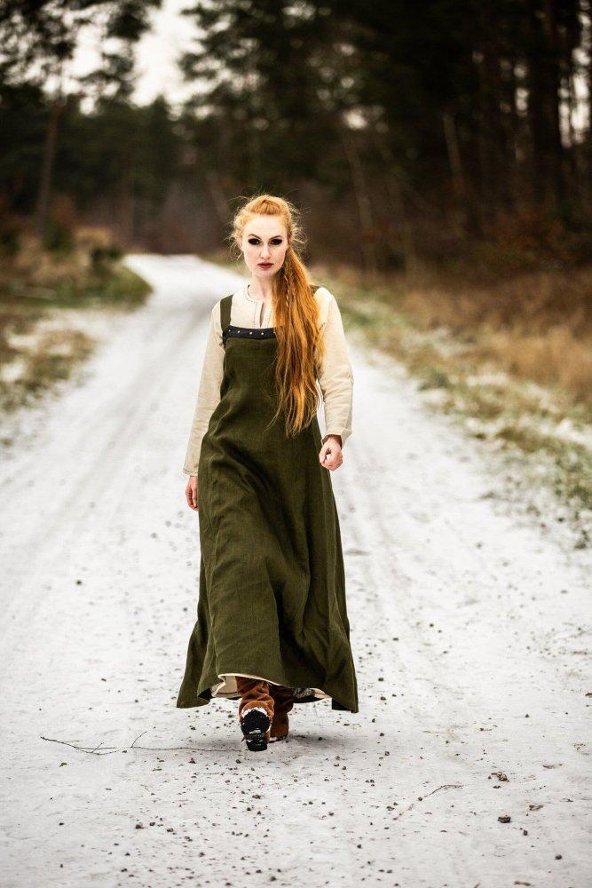 Viking Over Dress in Linen - Green-2-Viking Warrior