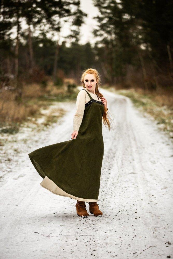 Viking Over Dress in Linen - Green-3-Viking Warrior