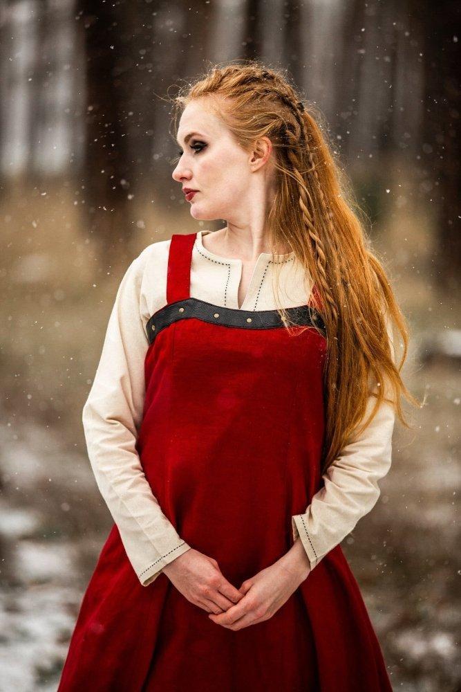 Viking Over Dress in Linen - Red-3-Viking Warrior