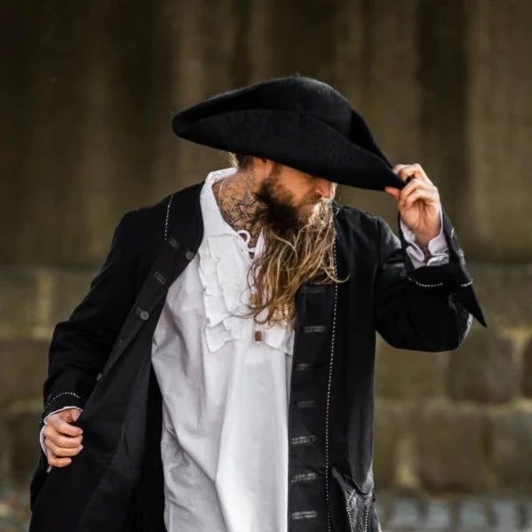 Elegant Renaissance Style Felted Wool Tricorn Hat | High-quality Wool